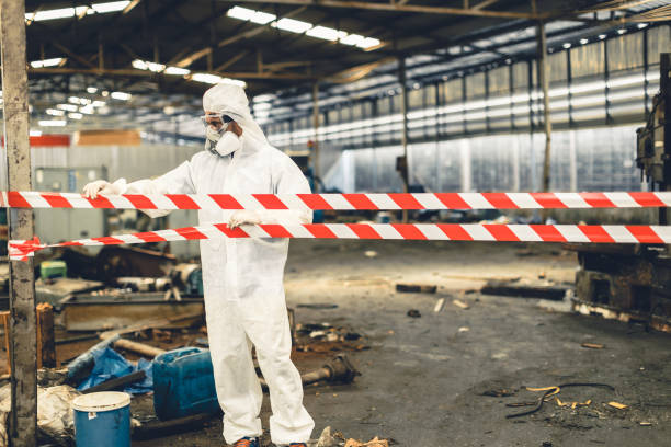 Professional Biohazard Cleanup technician working in Centereach, NY